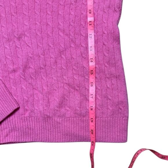 Y2K Vintage J Crew Pink Cable Knit Vneck Cashmere Sweater Small - Picture 5 of 5